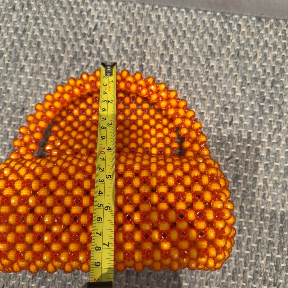 Perade Aniya Handcrafted In Nigeria Orange Glass Beaded Handbag - Picture 11 of 12